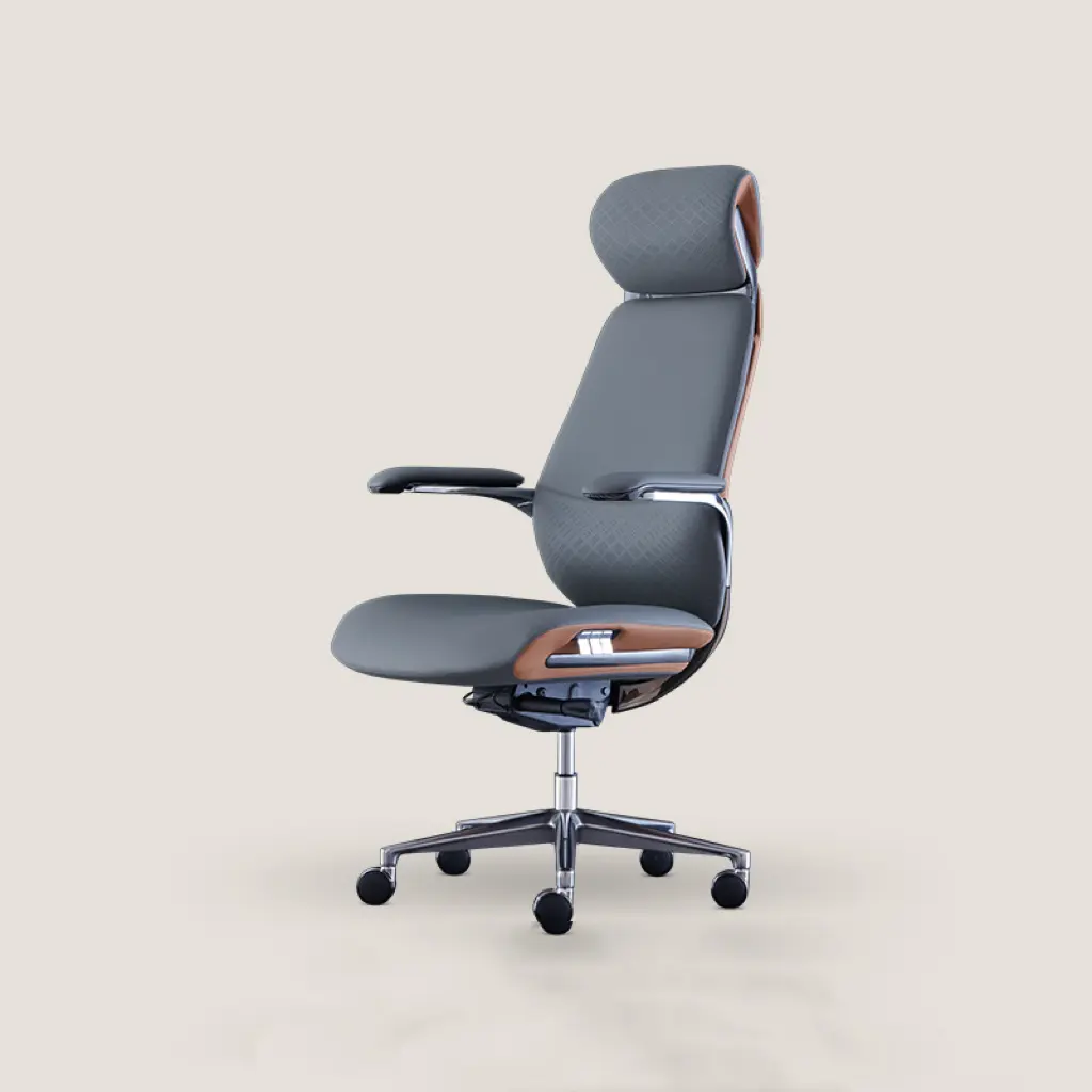Slim sleek executive office chair cream thumbnail 2