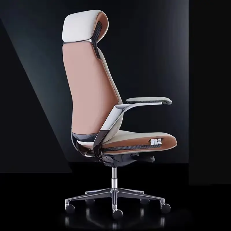 Slim sleek executive office chair cream thumbnail 4